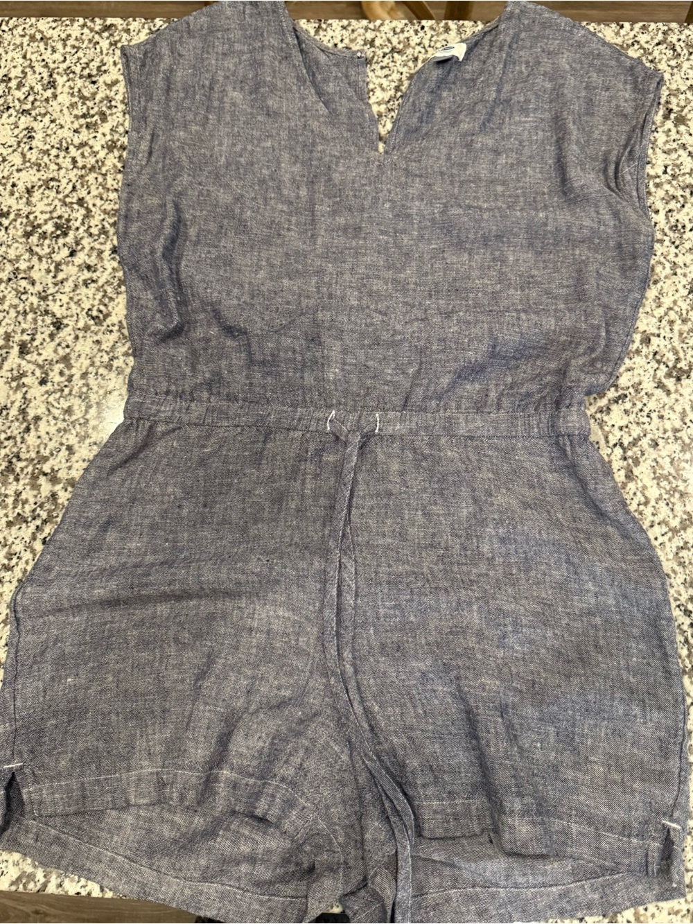 Old Navy Chambray Linen-Blend Romper - Blue